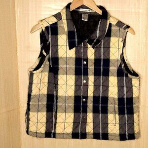 Rebecca Malone Navy Yellow Quilted Vest XL